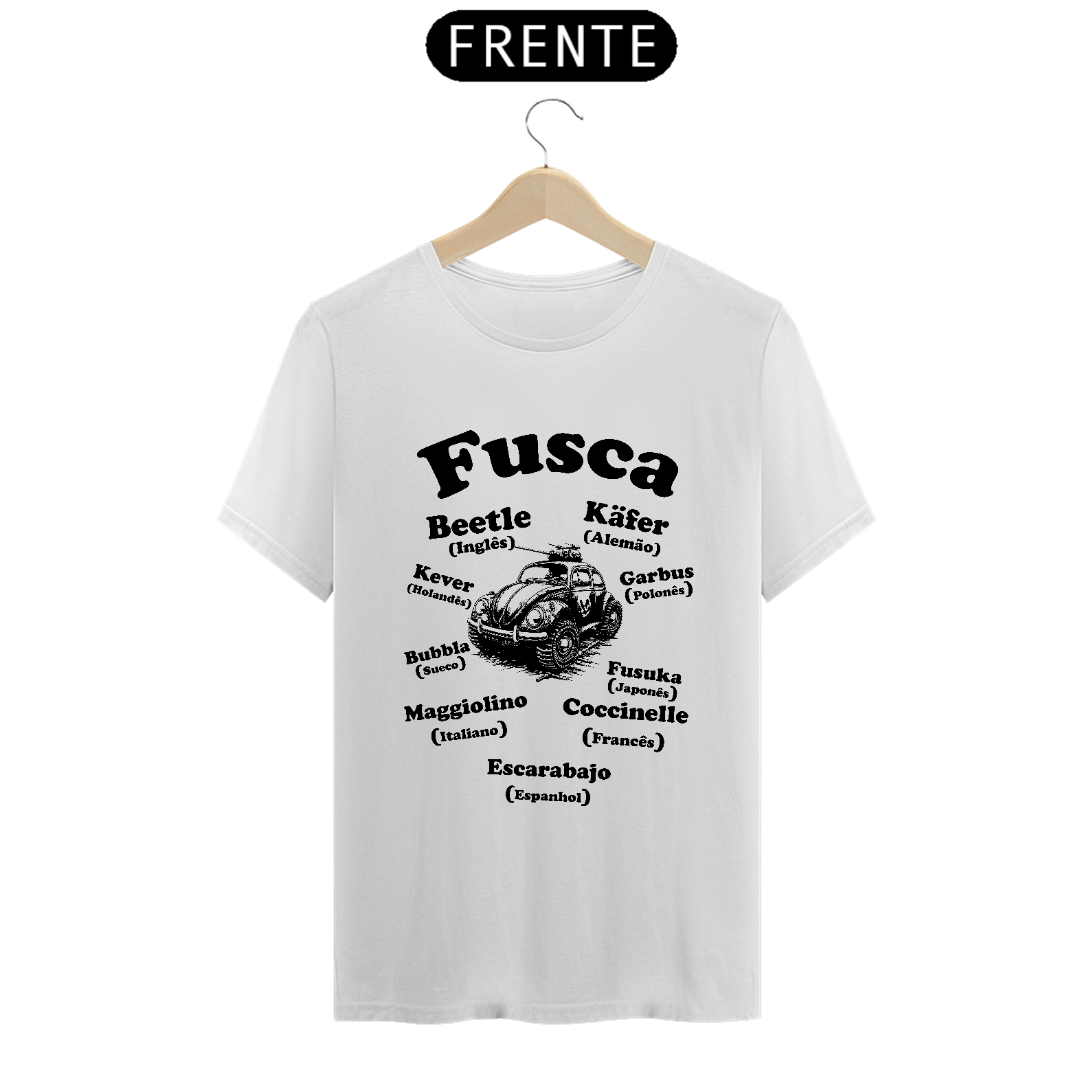 Camiseta Fusca War Idiomas (branca)