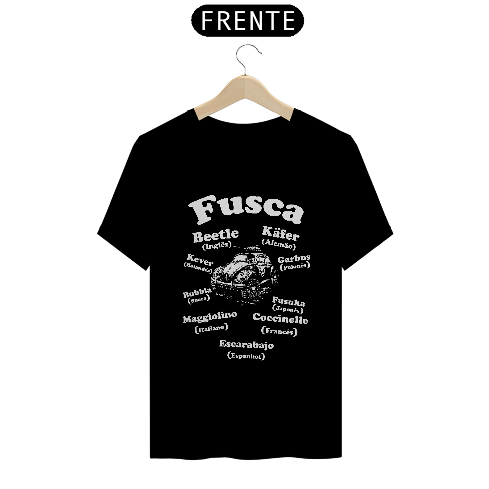 Camiseta Fusca War Idiomas (preta)