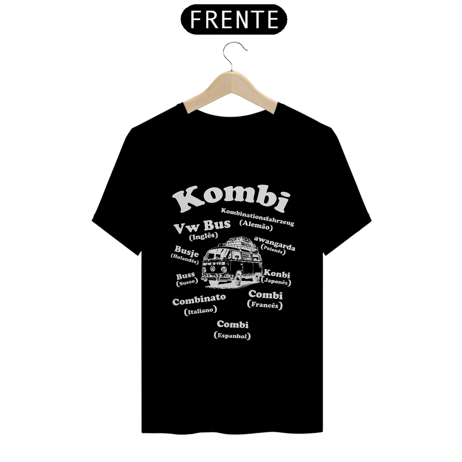 Camiseta Kombi Idiomas (preta)