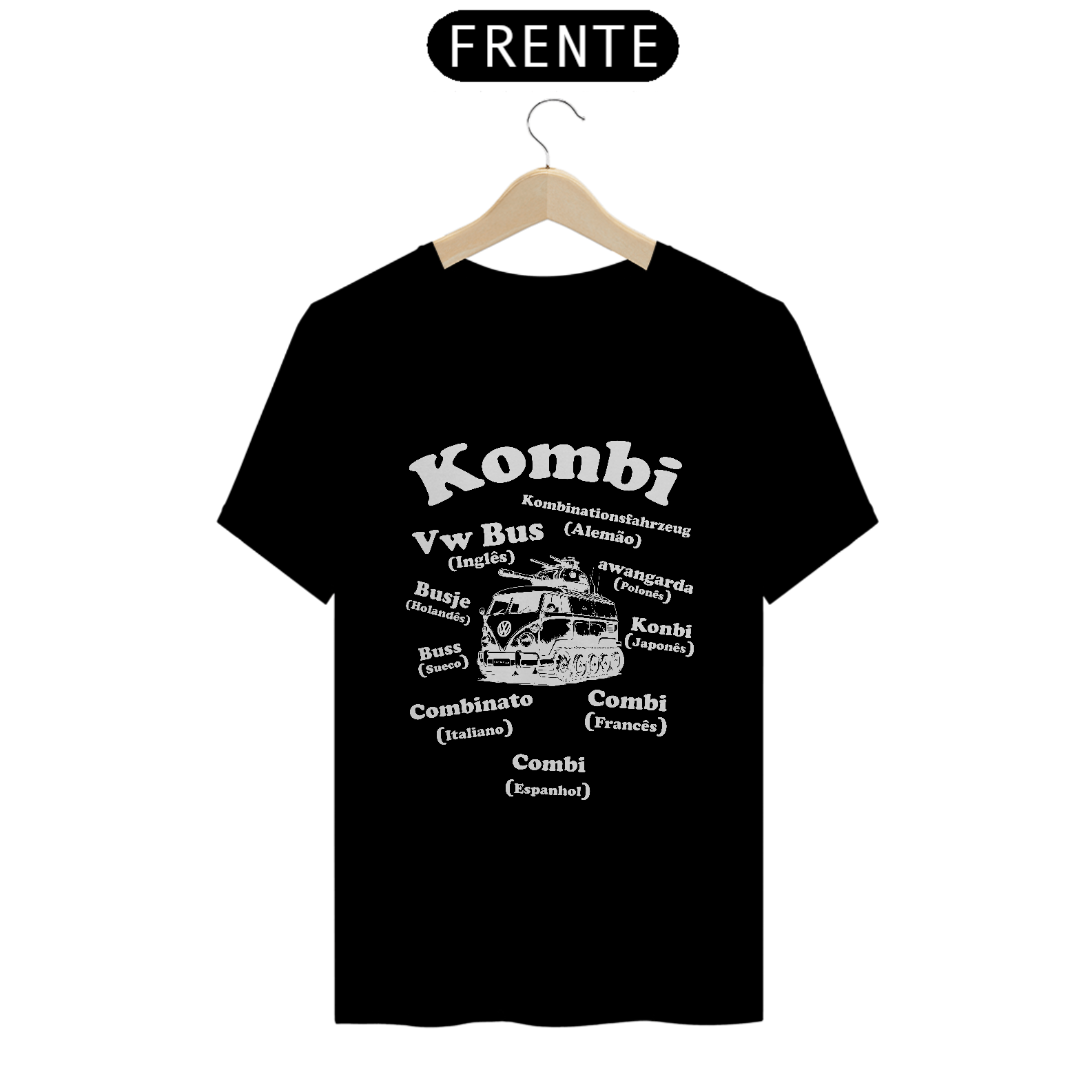 Camiseta Kombi War Idiomas (preta)