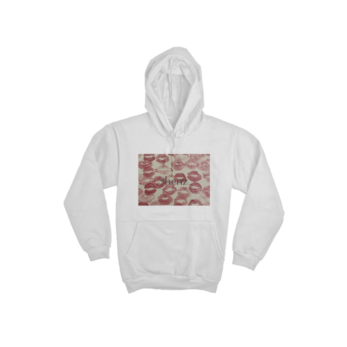 Nome do produto: Moletom canguru personalizado com marcas de beijo