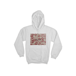 Nome do produto Moletom canguru personalizado com marcas de beijo