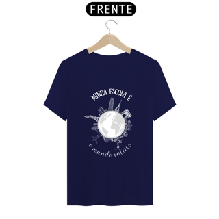 Nome do produto Camiseta masculina escura minha escola é o mundo inteiro