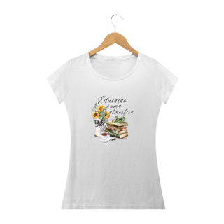 Nome do produto Camiseta Feminina Quality - Educação é uma atmosfera - Girassol