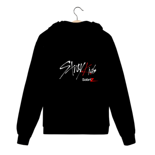 MOLETOM COM ZÍPER PRETO - STRAY KIDS LOGO