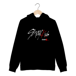 MOLETOM CANGURU PRETO - STRAY KIDS LOGO