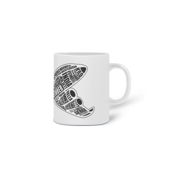 Caneca Alfabeto Avião Preta