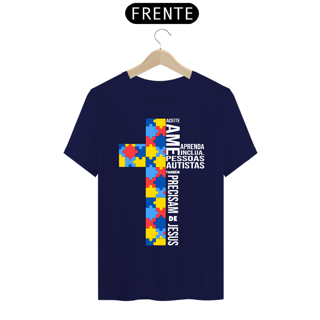 Nome do produto T-shirt - autismo (respeite, ame, pessoas autistas tambem precisam de Jesus)