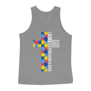 Nome do produto Camiseta Regata (respeite, ame, pessoas autistas tambem precisam de Jesus)