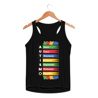 Nome do produto Regata Fem UV Dry - autismo (amor, unico, tolerancia, inclusão, superação, motivação, orgulho)
