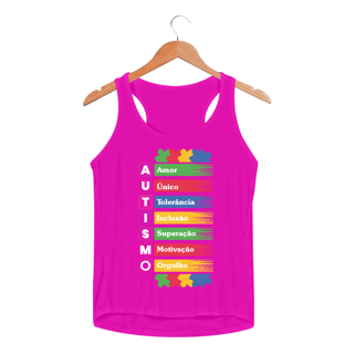 Nome do produto Regata Fem UV Dry - autismo (amor, unico, tolerancia, inclusão, superação, motivação, orgulho)