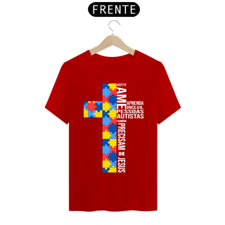 Nome do produto T-shirt - autismo (respeite, ame, pessoas autistas tambem precisam de Jesus)