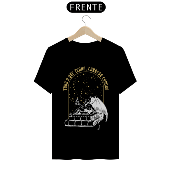 camisa preta com estanpa mistica