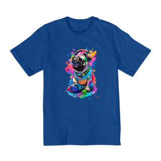 Nome do produto Camiseta infantil - PUG de fone