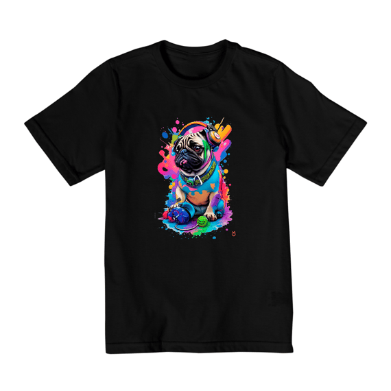 Camiseta adolescente - PUG de fone 