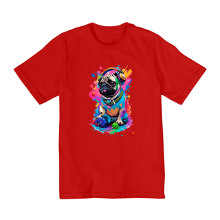 Nome do produto Camiseta infantil - PUG de fone