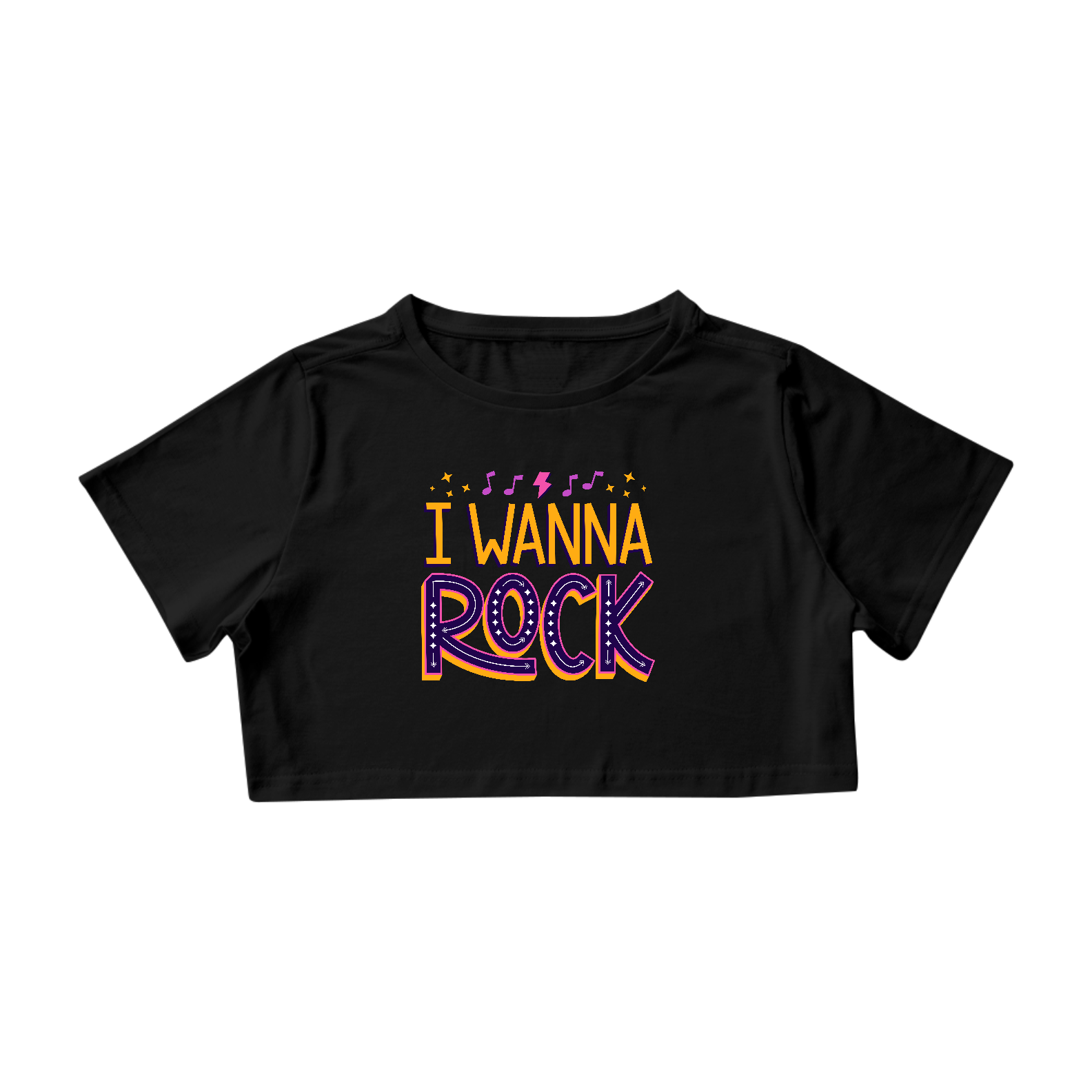 Camiseta Feminina Cropped - I Wanna Rock