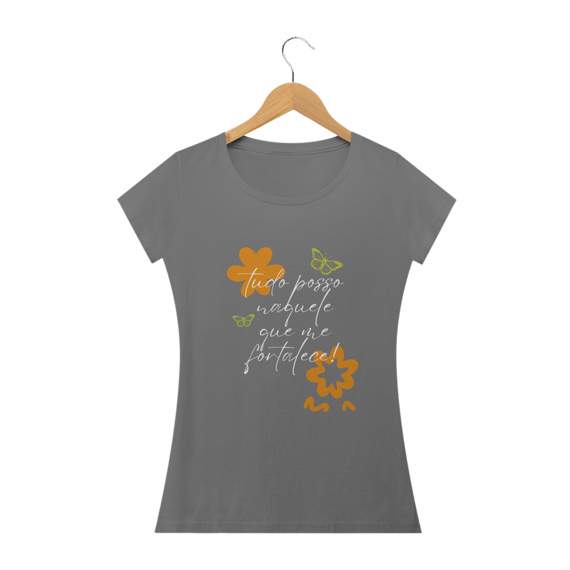 Camiseta Baby Long Estornada Tudo posso Feminino