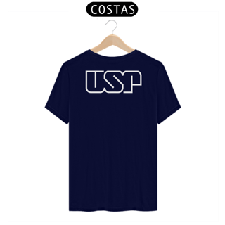 Nome do produto Camiseta [USP] {cores diversas} - costas - logo branca