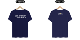 Nome do produto Camiseta [licenciatura em computação - UTFPR] {cores variáveis} - frente e verso - letras sobrepostas