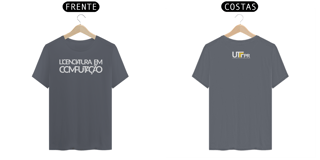 Nome do produto Camiseta [licenciatura em computação - UTFPR] {cores variáveis} - frente e verso - letras sobrepostas
