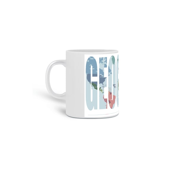 Caneca simples [geografia] {branca} - mapa mundi