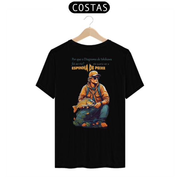 Camiseta [gestão da qualidade] {cores diversas} - costas - diagrama de ishikawa