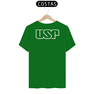 Nome do produto Camiseta [USP] {cores diversas} - costas - logo branca