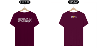 Nome do produto Camiseta [licenciatura em computação - UTFPR] {cores variáveis} - frente e verso - letras sobrepostas