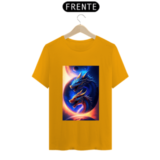 Nome do produto Um dragão azul voando no espaço com um planeta ao fundo