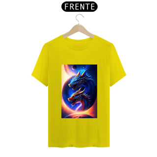 Nome do produto Um dragão azul voando no espaço com um planeta ao fundo