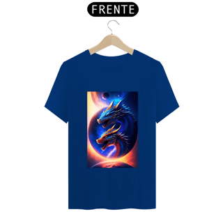 Nome do produto Um dragão azul voando no espaço com um planeta ao fundo