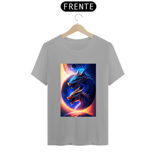 Nome do produto Um dragão azul voando no espaço com um planeta ao fundo