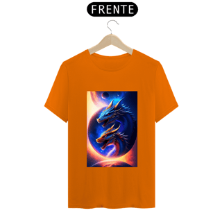 Nome do produto Um dragão azul voando no espaço com um planeta ao fundo