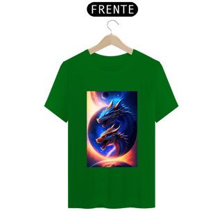 Nome do produto Um dragão azul voando no espaço com um planeta ao fundo