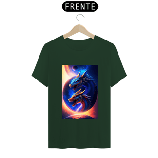 Nome do produto Um dragão azul voando no espaço com um planeta ao fundo