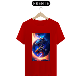 Nome do produto Um dragão azul voando no espaço com um planeta ao fundo