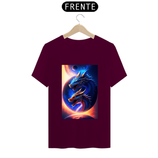 Nome do produto Um dragão azul voando no espaço com um planeta ao fundo