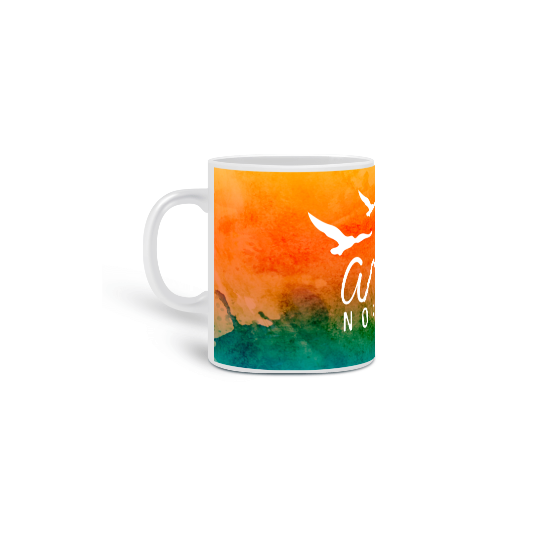 Caneca de Porcelana - Degradê Laranja e Verde