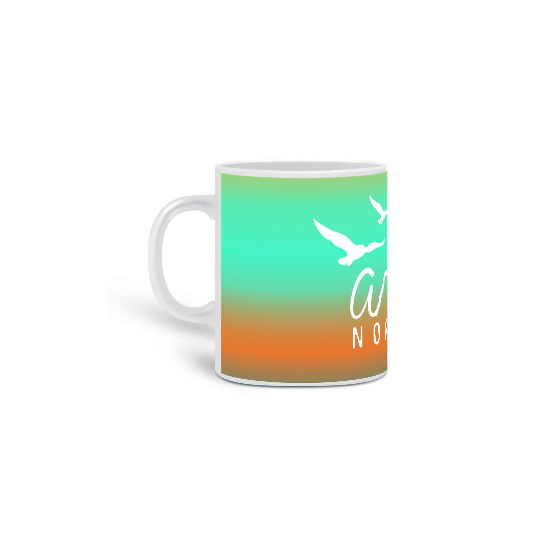 Caneca de Porcelana - Verde e Laranja