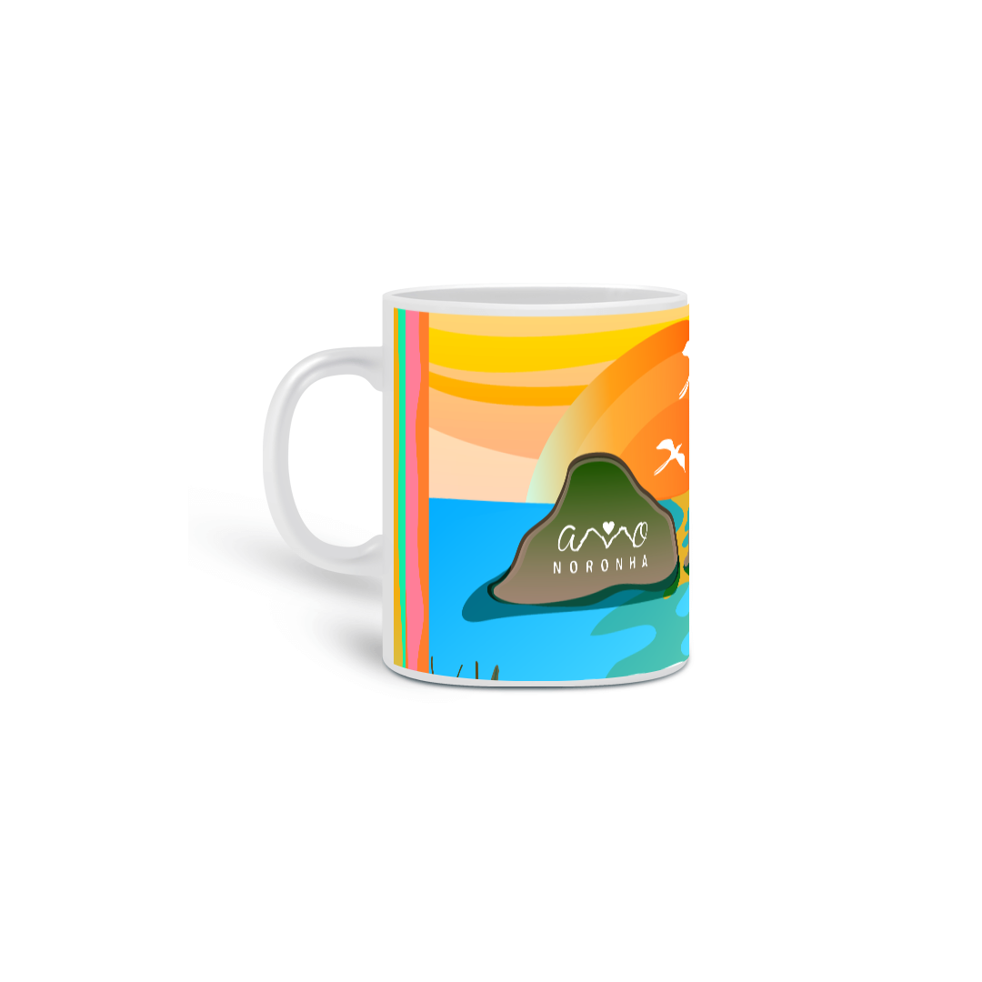 Caneca de Porcelana - Pôr do Sol no Morro Dois Irmãos