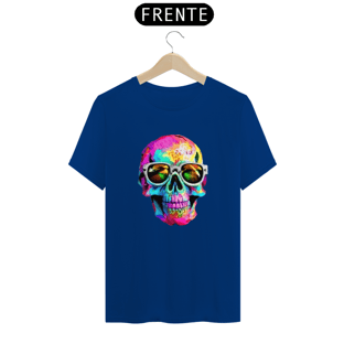 Nome do produtoCamiseta caveira óculos redondo