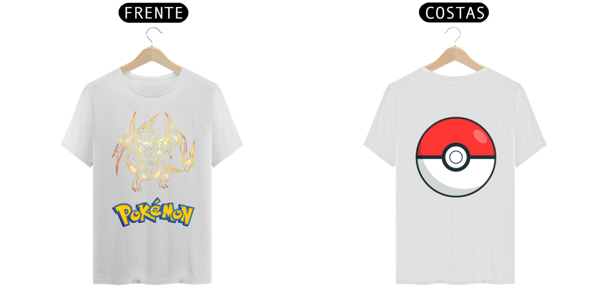 Nome do produto: Camiseta Charizard dourado