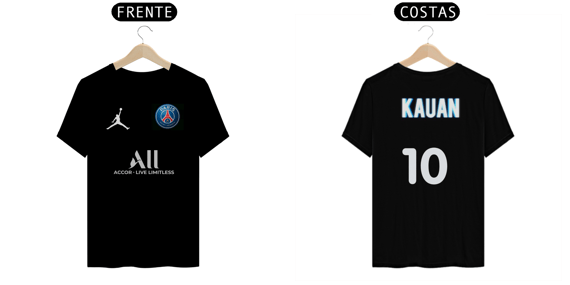 Camiseta PSG Preta personalizada: Kauan 