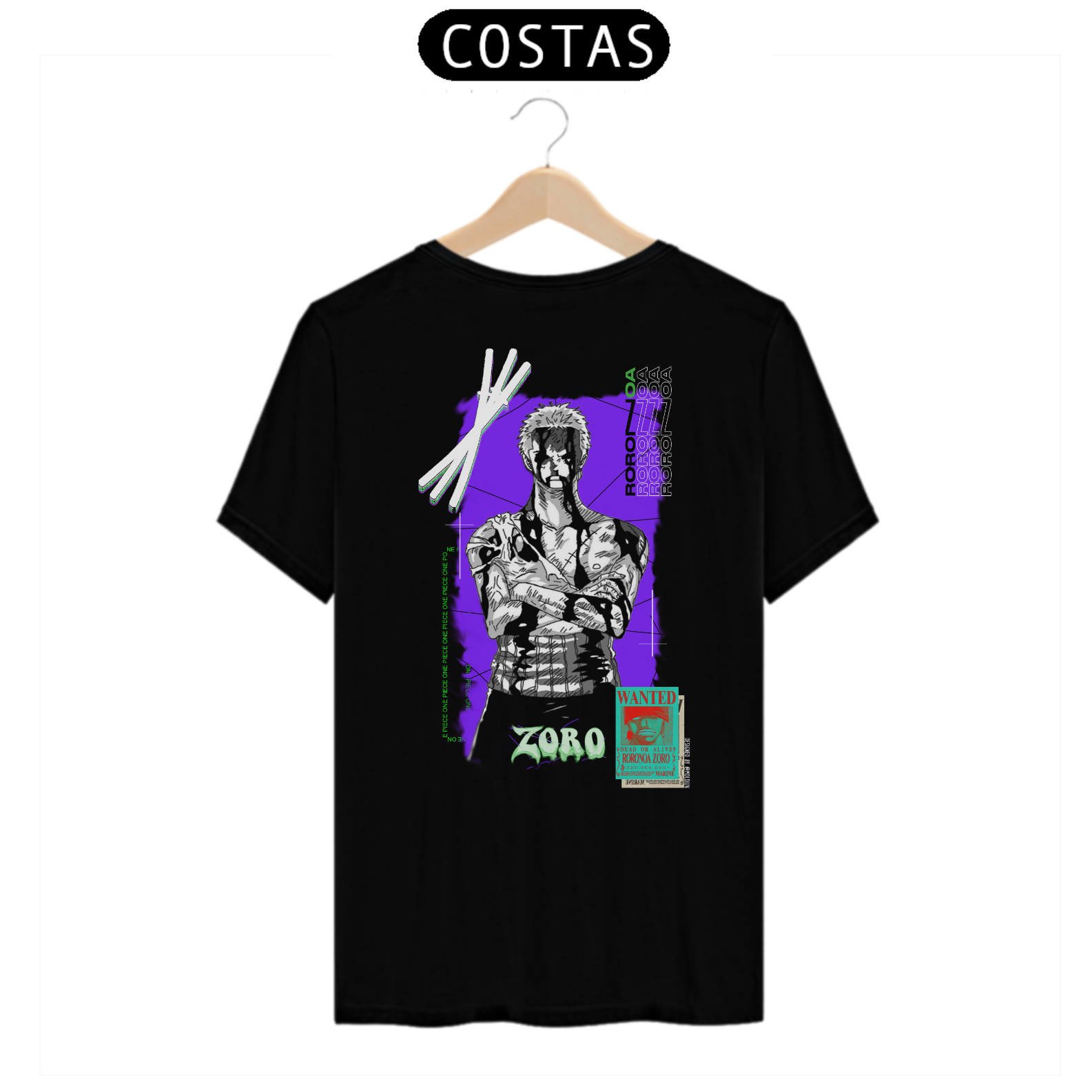 Zoro - One piece (estampa na costa)
