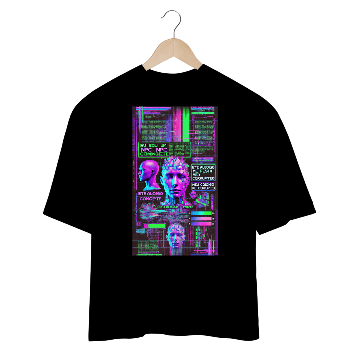 Nome do produto: Camiseta Oversized 100% Algodão - Sou um NPC