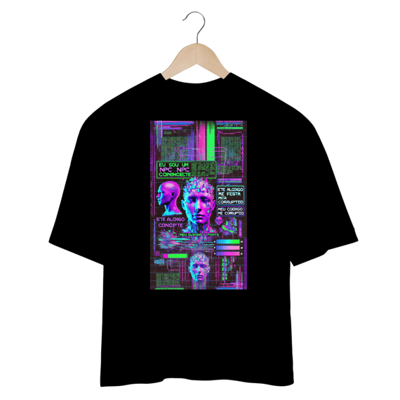 Camiseta Oversized 100% Algodão - Sou um NPC