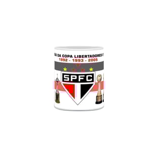 Nome do produtoCANECA SPFC - Tri Campeão da Libertadores e Tri Campeão Mundial