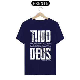 Nome do produto Camiseta masculina básica - Tudo coopera para o bem - arte branca