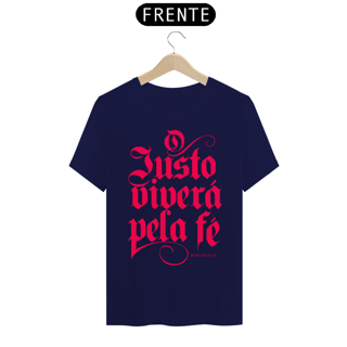 Nome do produto Camiseta masculina básica - O justo viverá pela fé - arte vermelha